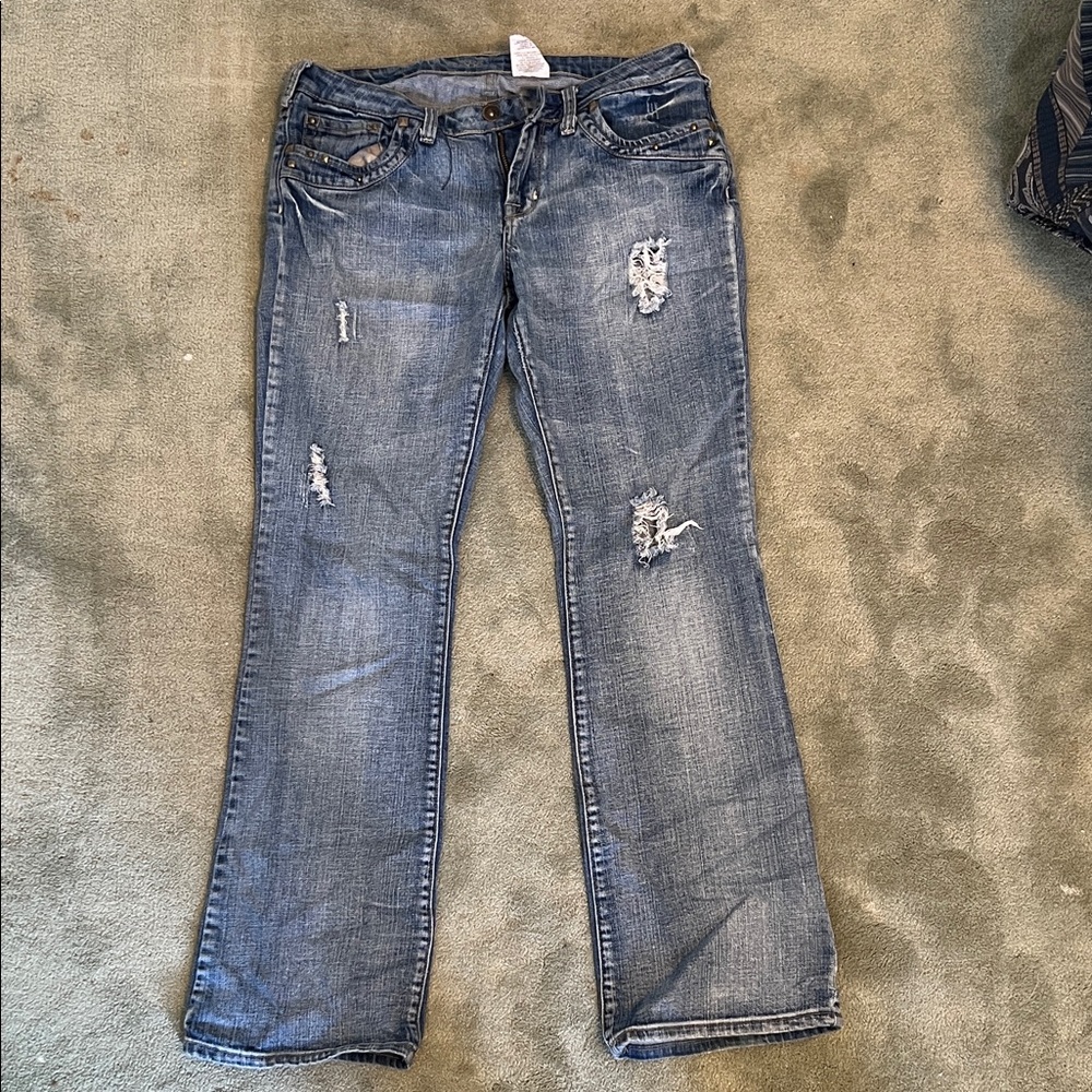 Classic Distressed Boot Cut Jeans
